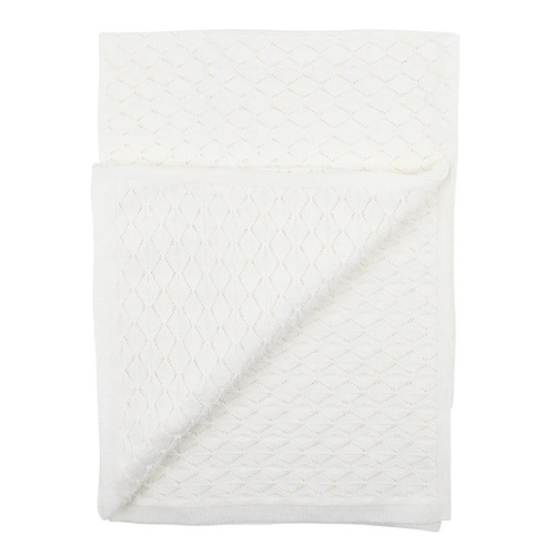 Knitted Pointelle Blanket - Ivory