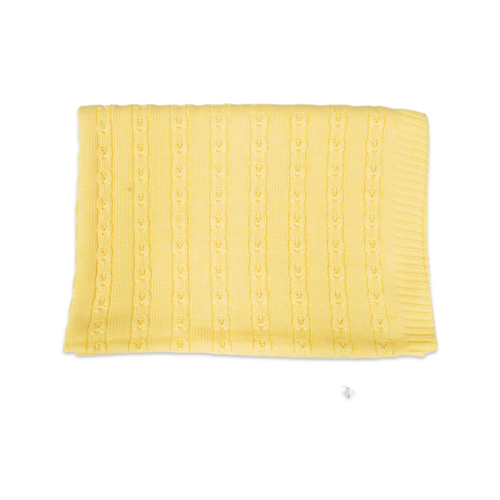 Springtime Cable Knit Blanket - Lemon