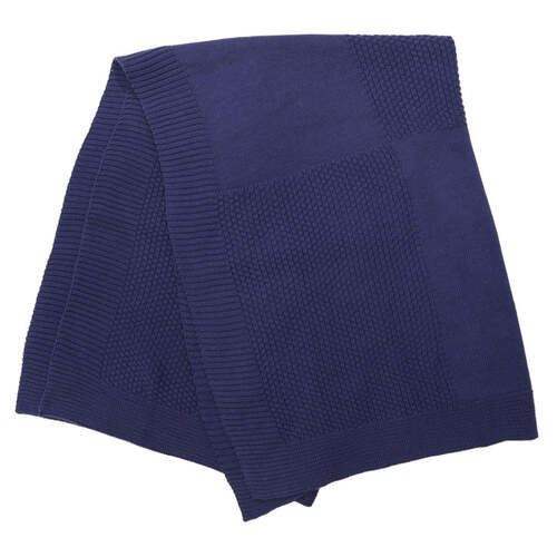 Textured Knit Blanket - Navy