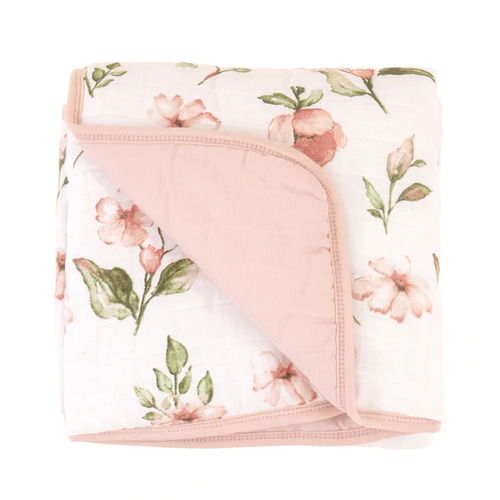 Muslin Baby Blanket - Pink Flower