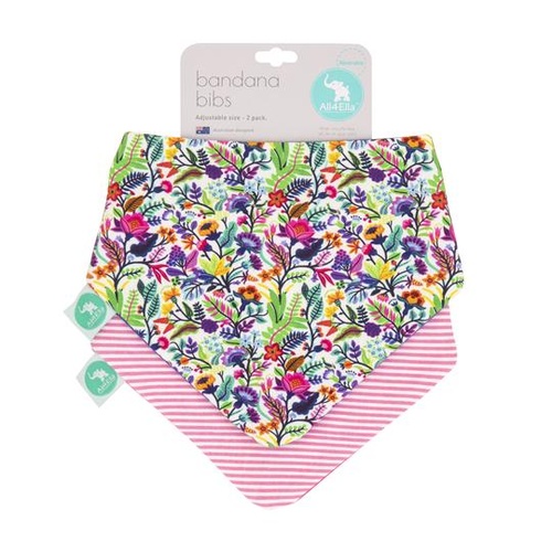 2 Pack Bandana Bibs - Bright Floral