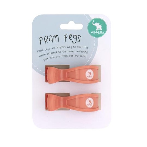 2 Pack Pram Pegs - Coral