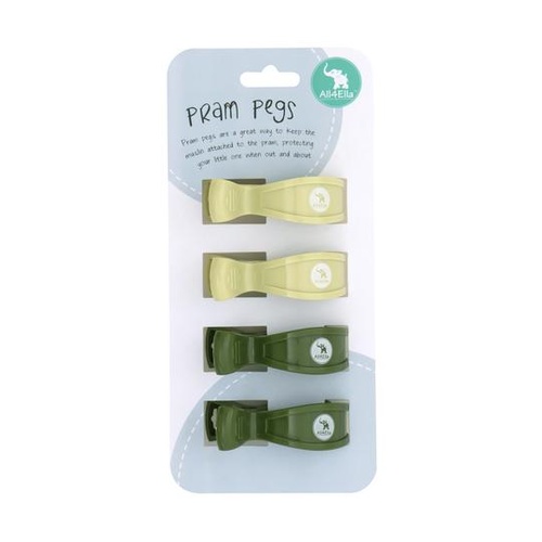 4 pack Pram Pegs - Lime/Forest Green