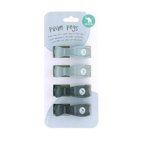 4 pack Pram Pegs - Blue/Charcoal