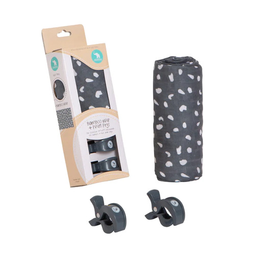 Bamboo Wrap With 2 Pram Pegs - Charcoal