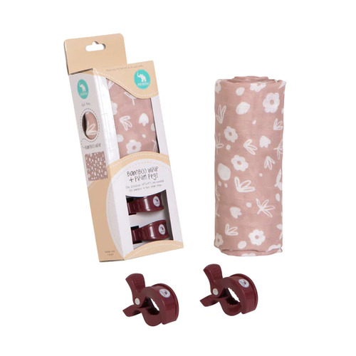 Bamboo Wrap With 2 Pram Pegs - Dusty Pink