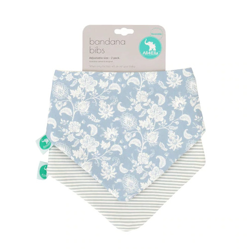 2 Pack Bandana Bibs - Vintage Blue