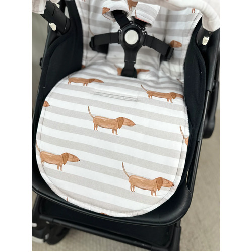 Universal Pram Liner - Grey Sausage Dog