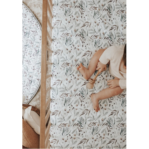 Waterproof Cot Sheet/Mattress Protector - Botanical