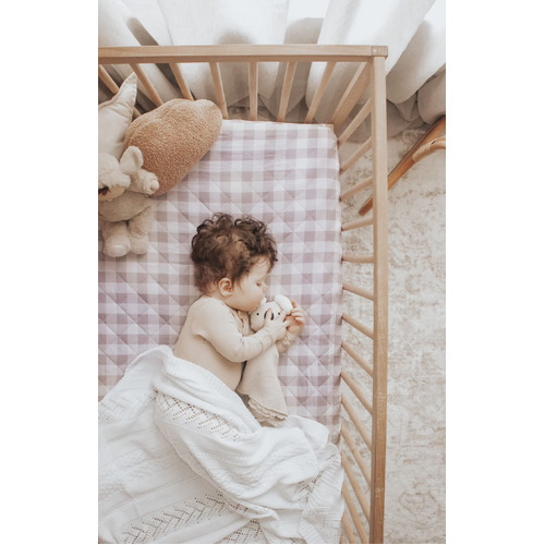 Waterproof Cot Sheet/Mattress Protector - Fawn Gingham