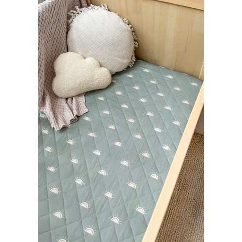 Waterproof Cot Sheet/Mattress Protector - Sage Sunshine