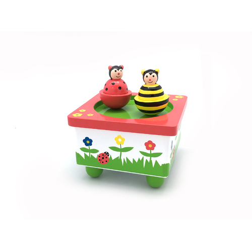 Music Box With Spinning Figurines - Bee + Ladybird