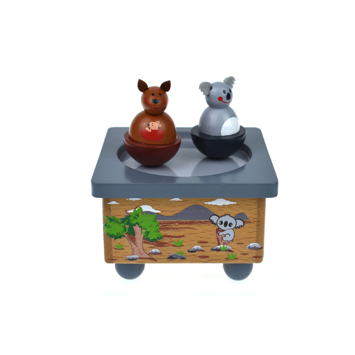Music Box With Spinning Figurines - Koala + Kangaroo