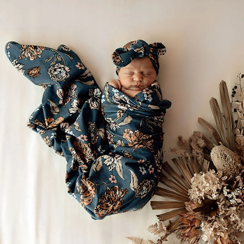Baby Jersey Wrap & Topknot Set - Belle 