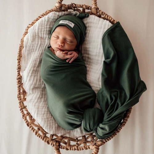 Olive | Baby Jersey Wrap & Beanie Set