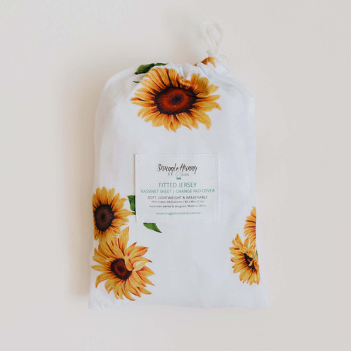 Fitted Bassinet Sheet/Change Pad Cover - Sunflower