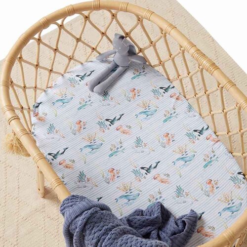 Fitted Bassinet Sheet/Change Pad Cover - Whale