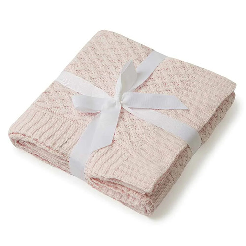 Diamond Knit Baby Blanket - Blush Pink