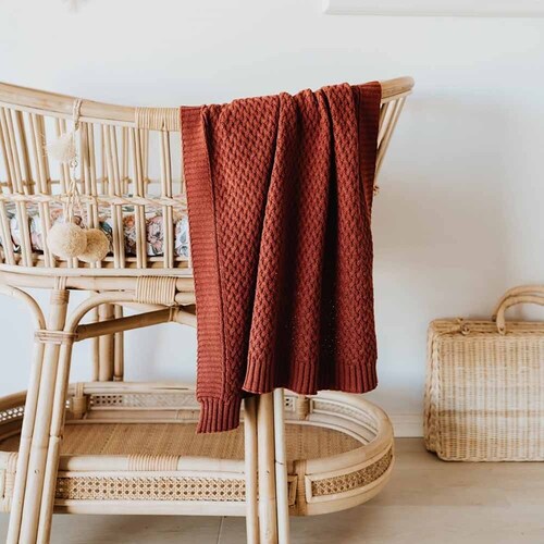 Diamond Knit Baby Blanket - Umber Rust