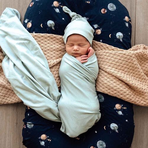 Baby Jersey Wrap & Beanie Set - Sage 