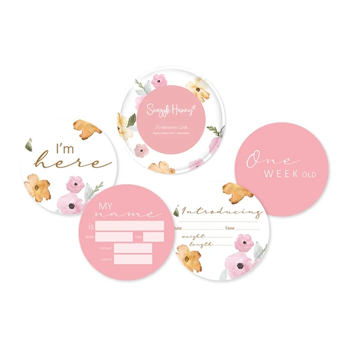 Poppy And Blush Pink Reversible Milestone Cards