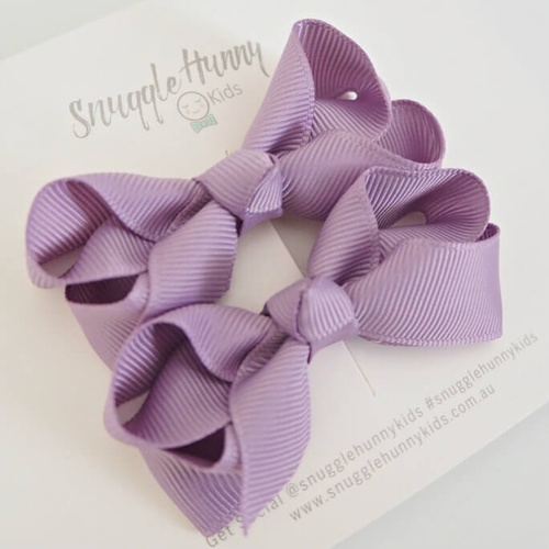 Piggy Tail Bow Clips - Lilac 