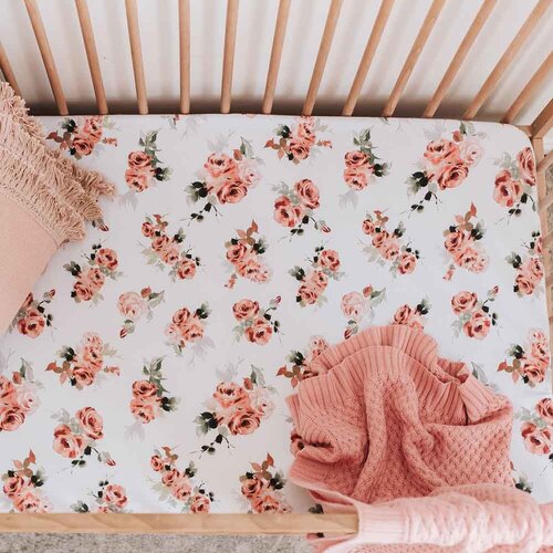 Fitted Cot Sheet - Rosebud 