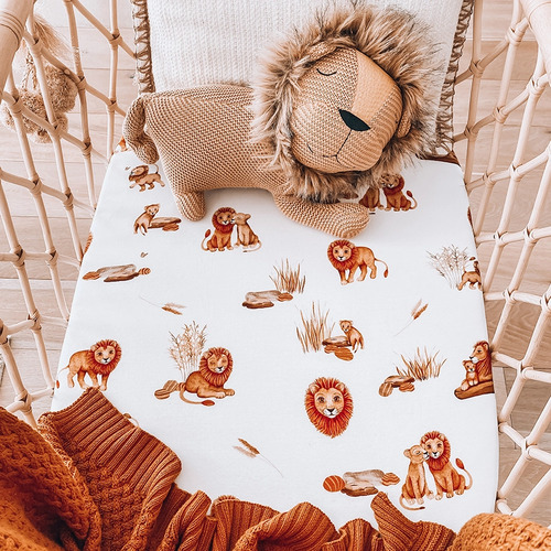 Fitted Bassinet Sheet/Change Pad Cover - Lion 