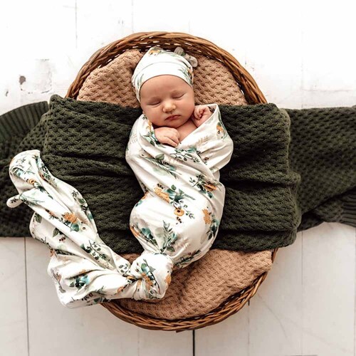 Baby Jersey Wrap & Beanie Set - Garden Bee