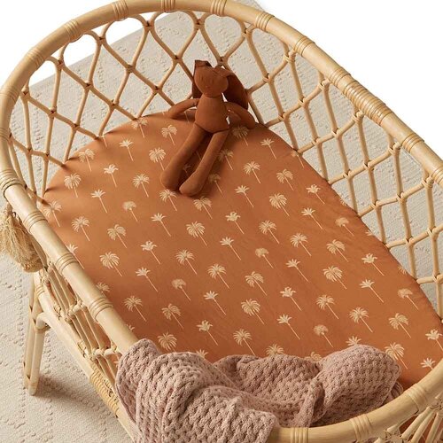 Fitted Bassinet Sheet/Change Pad Cover - Bronze Palm
