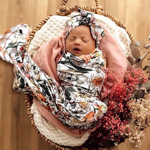 Baby Jersey Wrap & Topknot Set - Australiana
