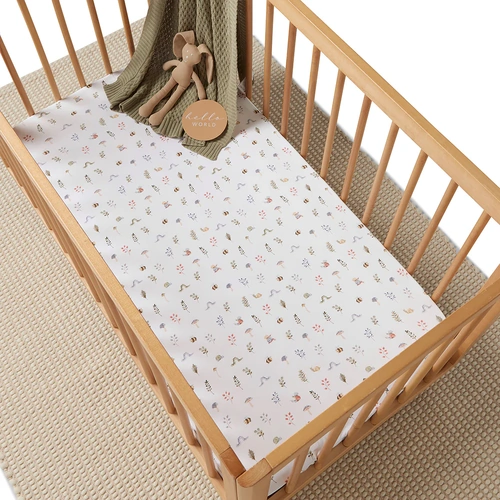 Fitted Organic Cot Sheet - Garden Friends