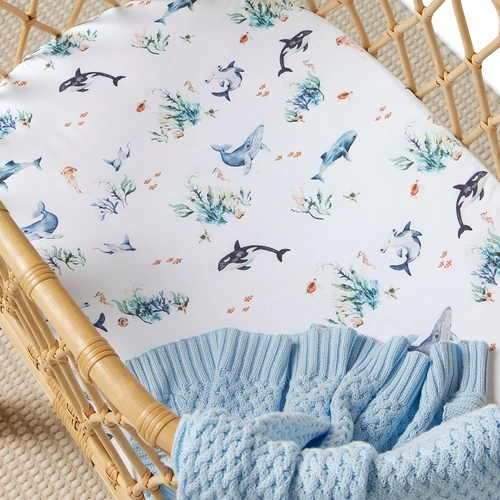 Fitted Bassinet Sheet/Change Pad Cover - Ocean