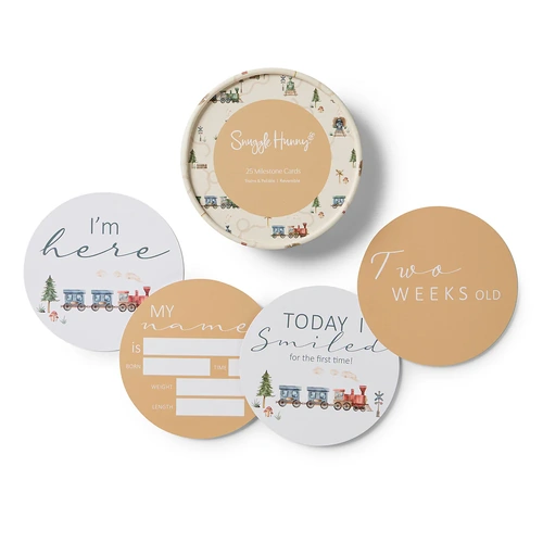 Trains And Pebble Reversible Milestone Cards