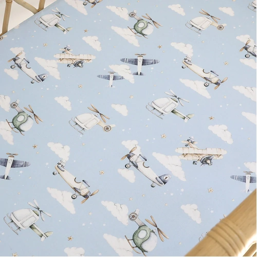 Fitted Bassinet Sheet/Change Pad Cover - Taking Flight