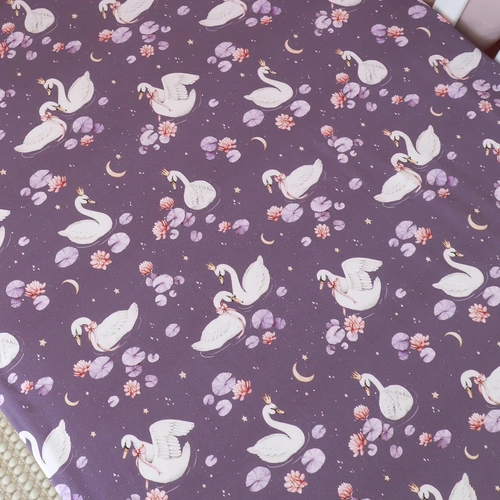 Organic Fitted Cot Sheet - Midnight Swan