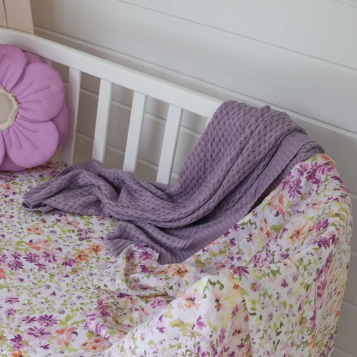Diamond Knit Baby Blanket - Lavender