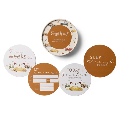 Vintage Cars And Bronze Reversible Milestone Cards