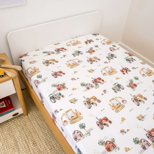 Organic Fitted Single Bed Sheet - Diggers