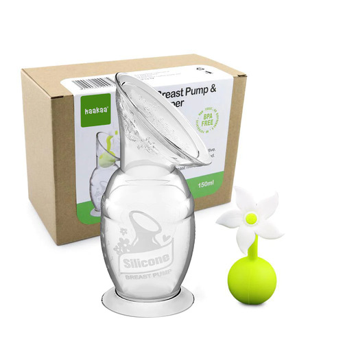 Silicone Breast Pump And Flower Stopper Set - White - 150ml