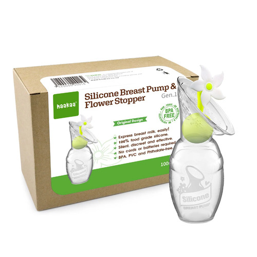 Silicone Breast Pump And Flower Stopper Set - White - 100ml