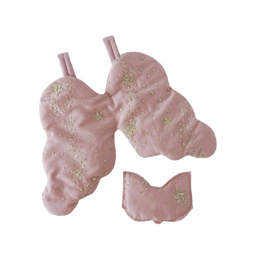 Glitter Stars Heirloom Angel Wing And Eyemask Set - Rose