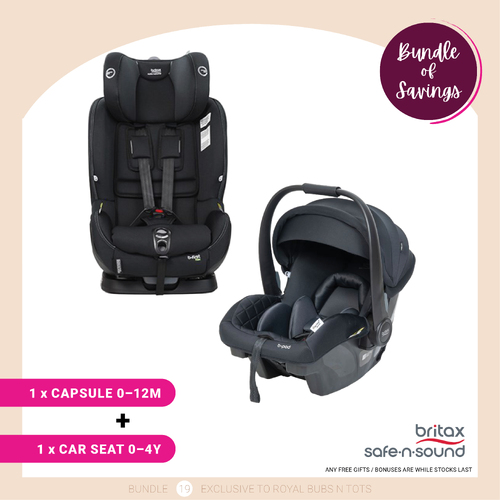 Britax Safe N Sound b-pod Baby Capsule + Base And B-First ClickTight TEX Car Seat Bundle