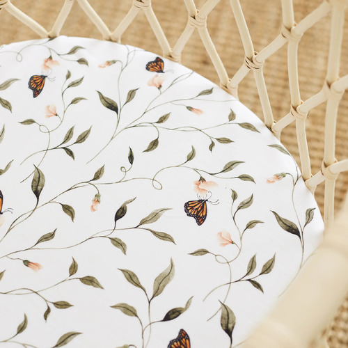 Fitted Organic Muslin Bassinet Sheet - Fly Away, Butterfly