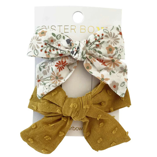 Betty Bow Clips - Mustard Floral