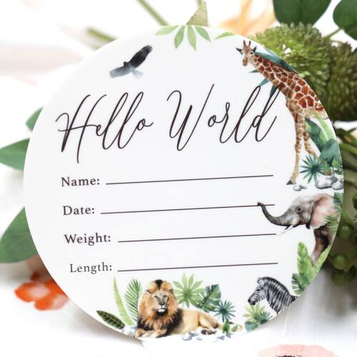 Birth Announcement Hello World - Jungle Animals