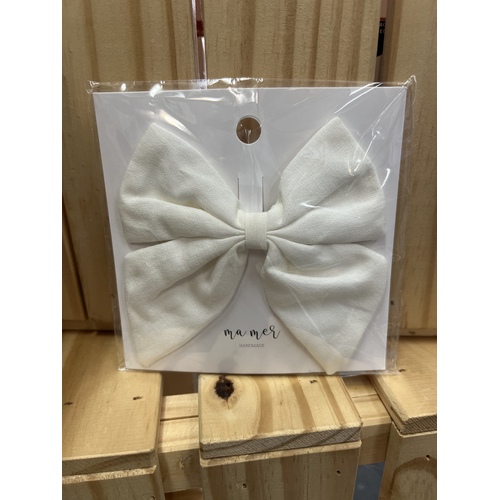Dalia Linen Hairclip Bow - White
