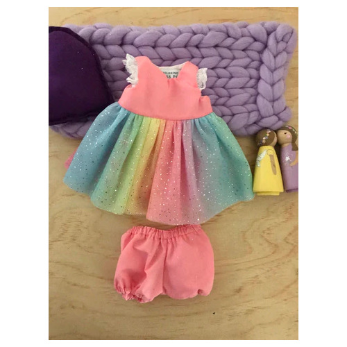 Dolls Dress Set - Rainbow Sparkles - Pink