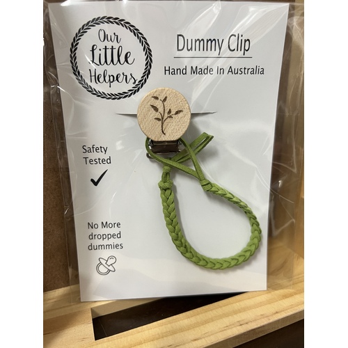 Faux Leather Dummy Clip - Fern Green With Tree Leaves