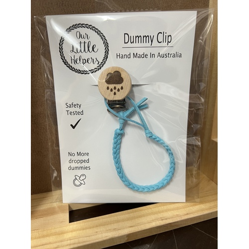 Faux Leather Dummy Clip - Sky Blue With Cloud